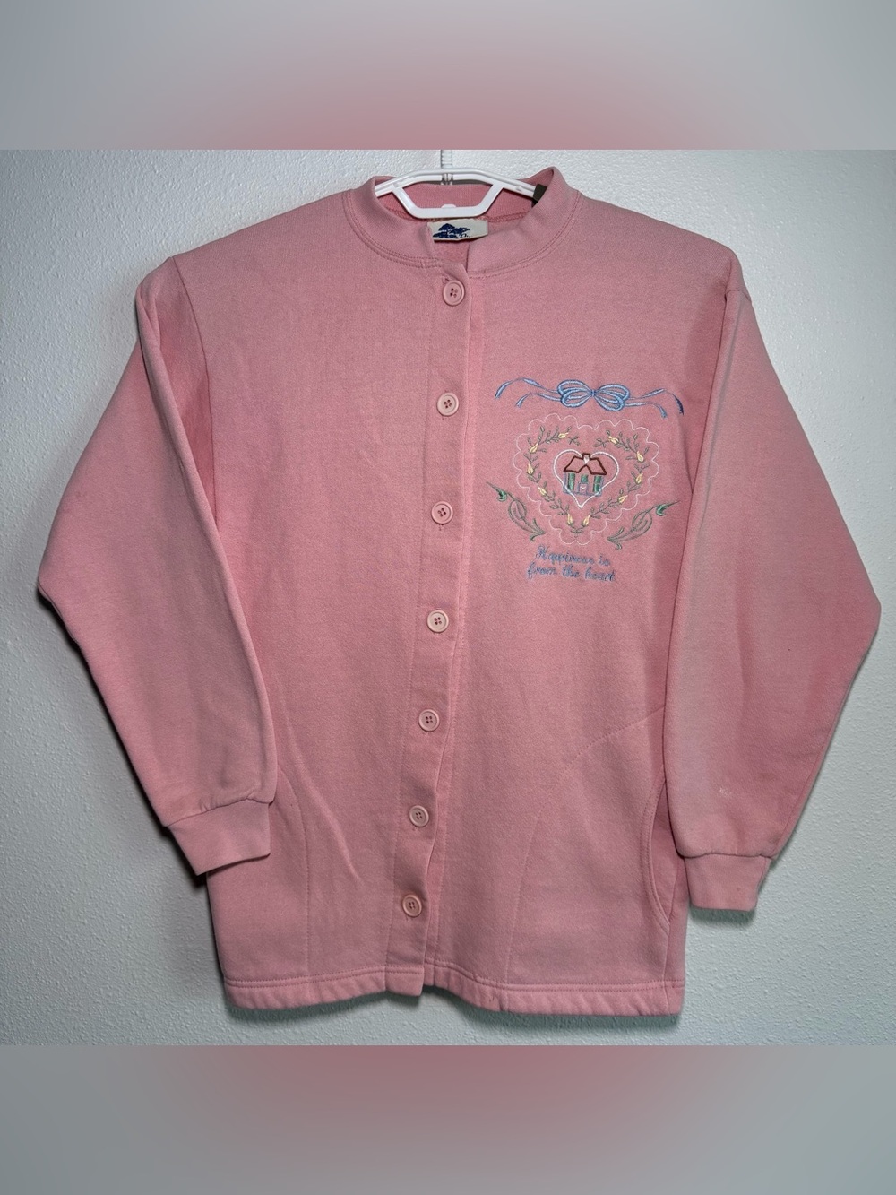 Vintage Pleasant Shade Pink Cardigan Sweatshirt Grandmacore Cottagecore